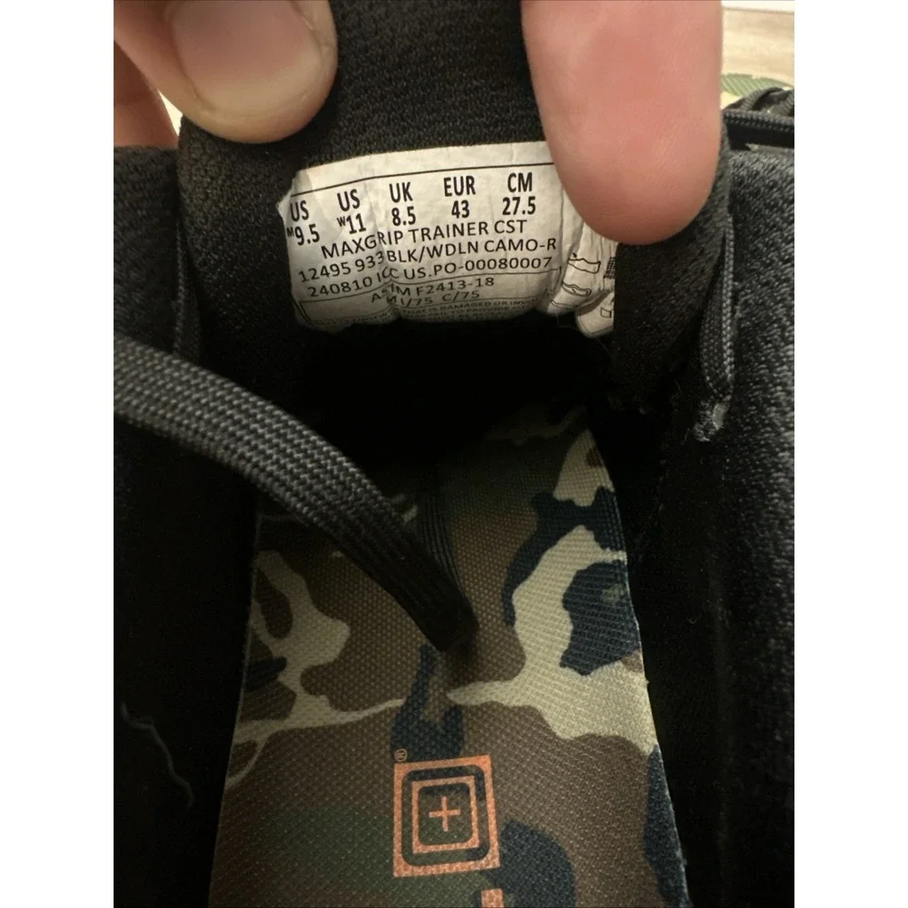 5.11 Men's 9.5 Max grip Trainer Camo Hard Toe